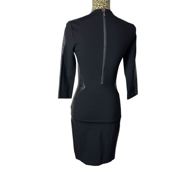 Haute Hippie Ponte Combo Leather Midi Black Dress Size 6 - Picture 4 of 8